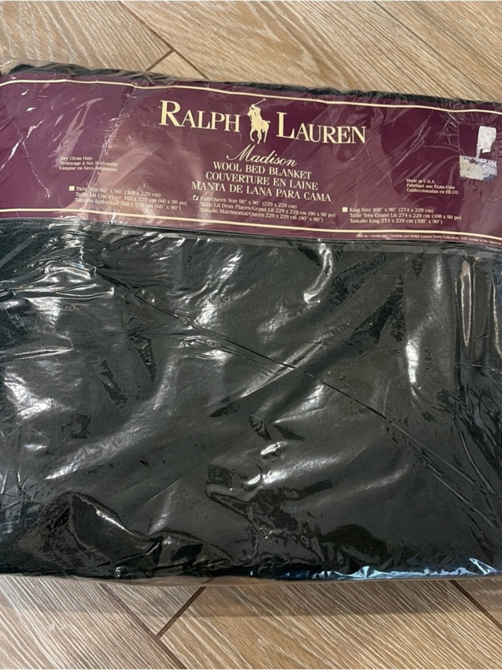 NEW Ralph Lauren 100% wool VINTAGE queen size blanket